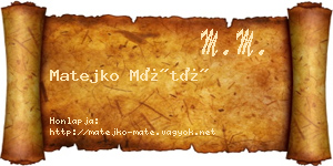 Matejko Máté névjegykártya